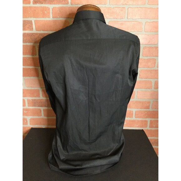 Vitarelli Mens Slim Fit Button-Up Dress Shirt Long Sleeves Collared Black Size 1 - Picture 4 of 8